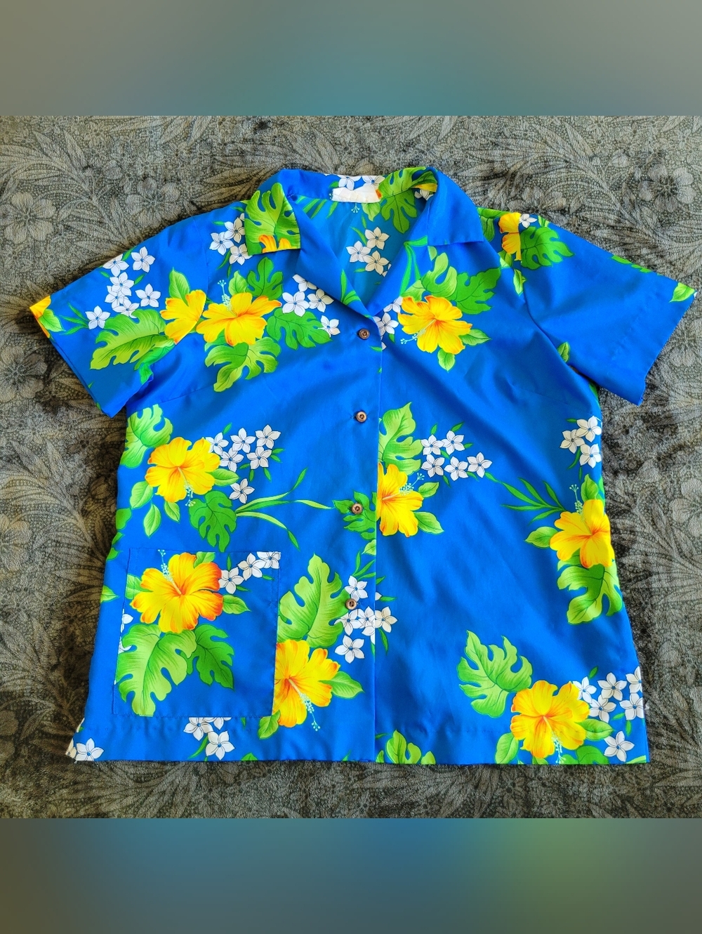 Royal Hawaiian | Vintage Blue + Yellow Floral Button-Up - Picture 1 of 5